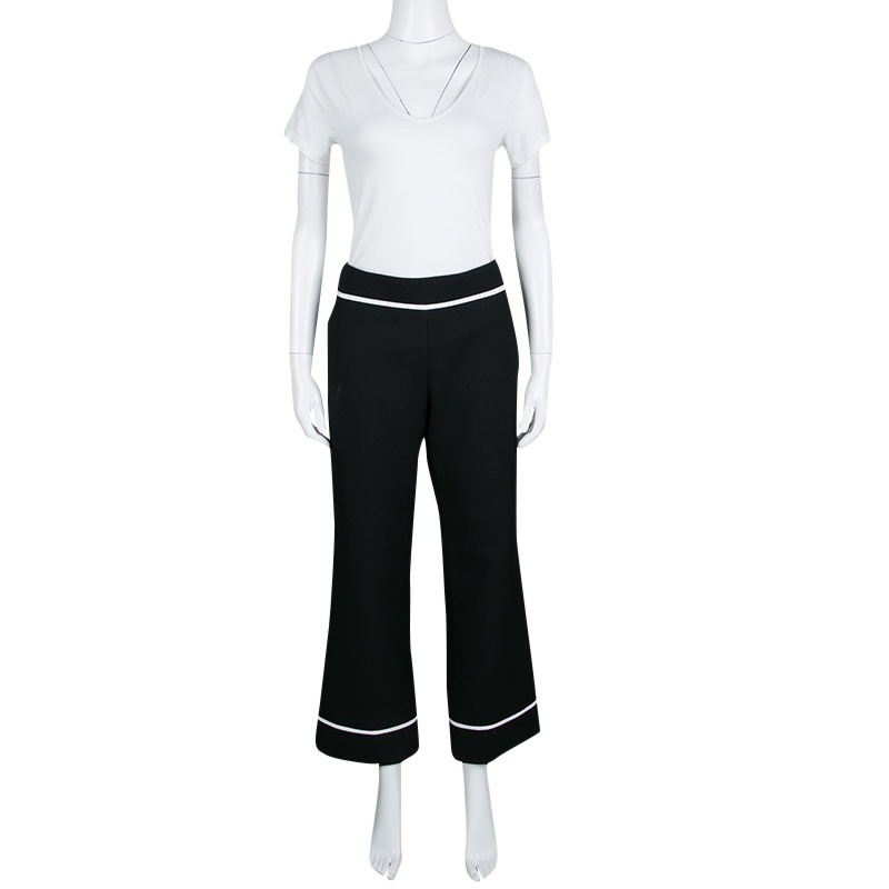 

Marc Jacobs Black Doublefaced Wool Contrast Grosgrain Trim Ankle Pants