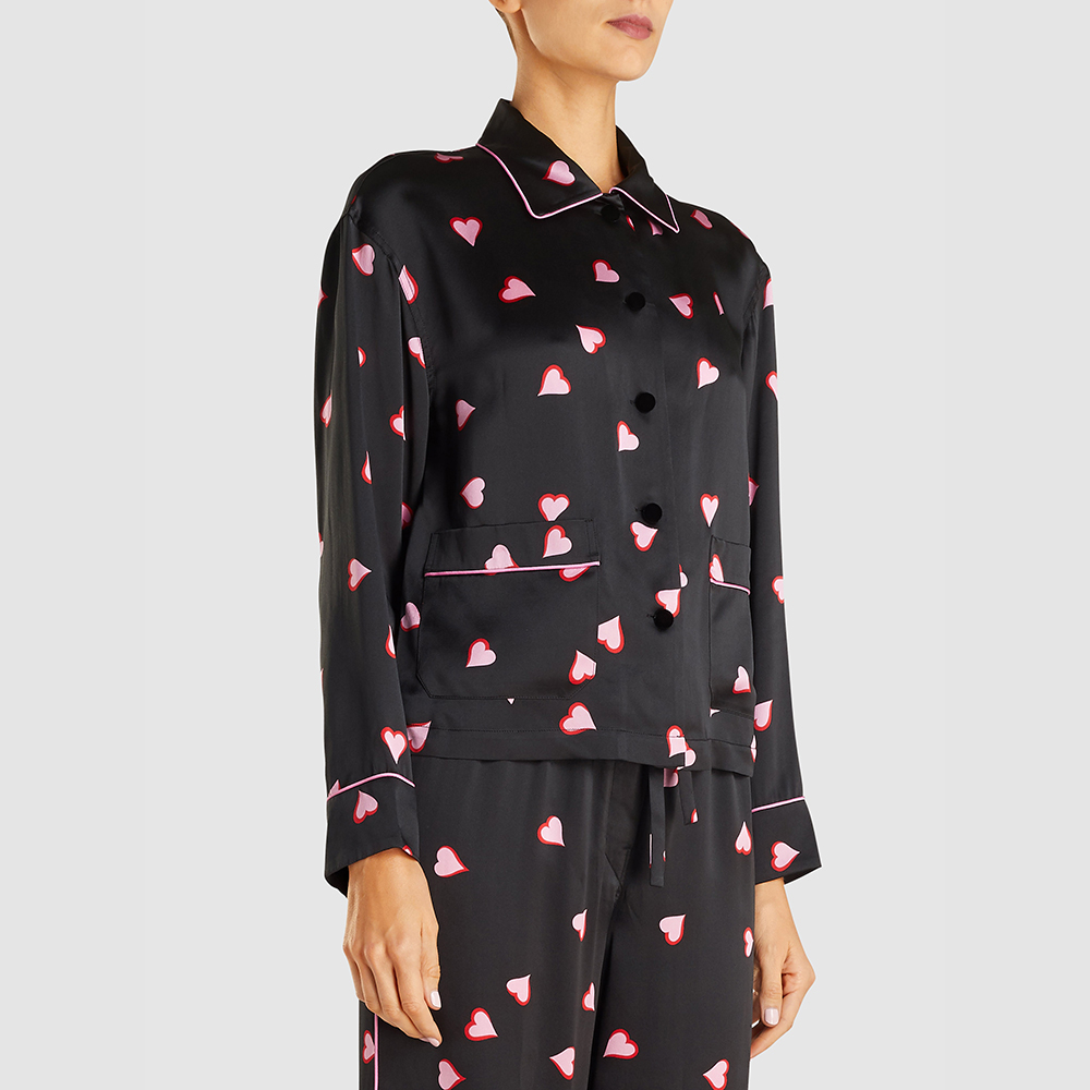 

Marc Jacobs Black Heart Print Silk PJ Shirt