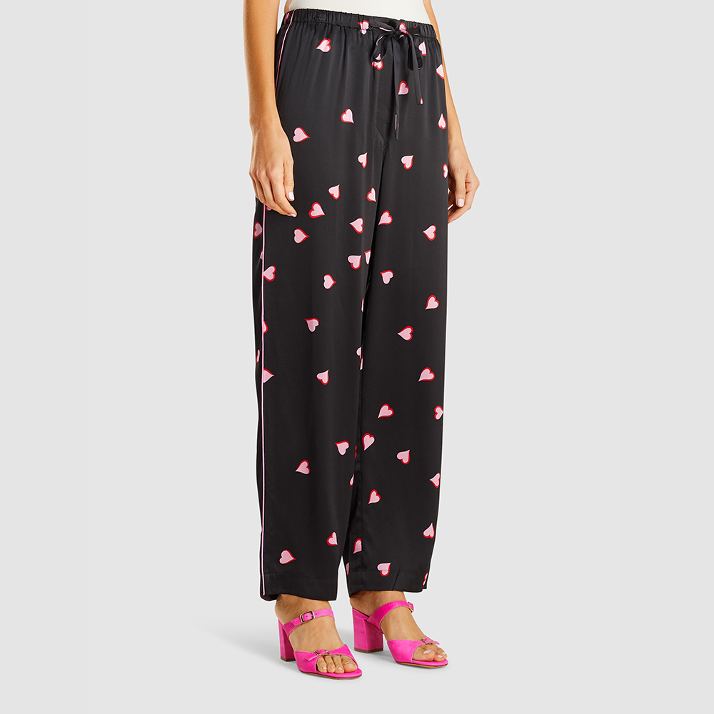 

Marc Jacobs Black Heart Print Silk PJ Trousers