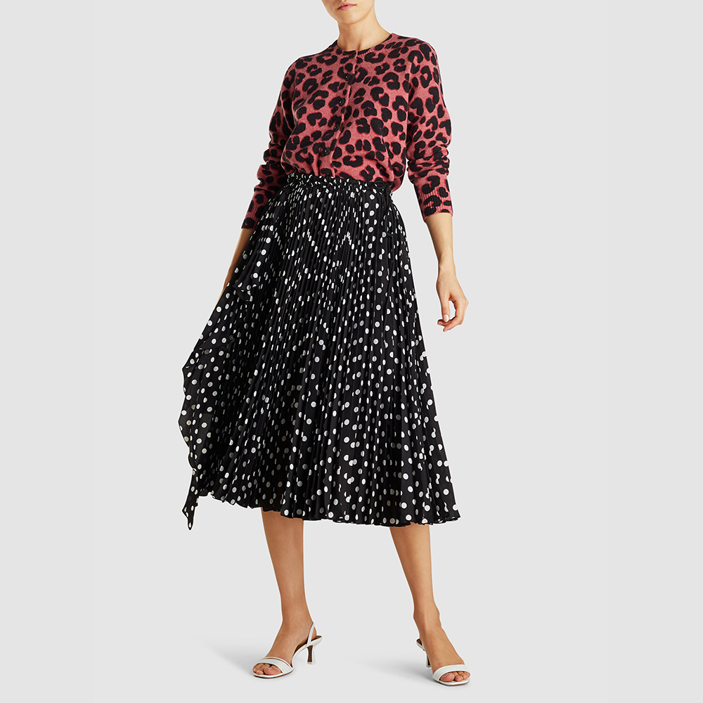 

Marc Jacobs Black Polka Dot Pleated Flowing Skirt US 10