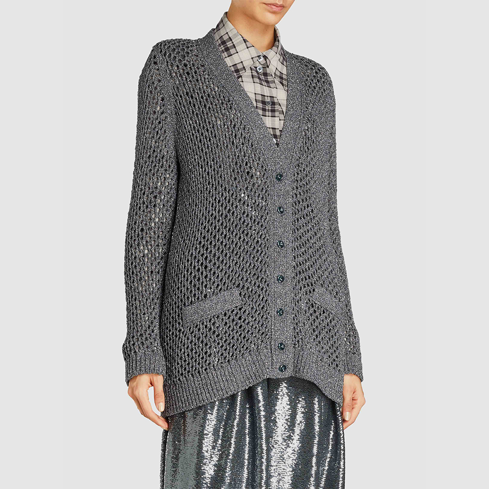 

Marc Jacobs Grey Long Sleeve Metallic Mesh Cardigan