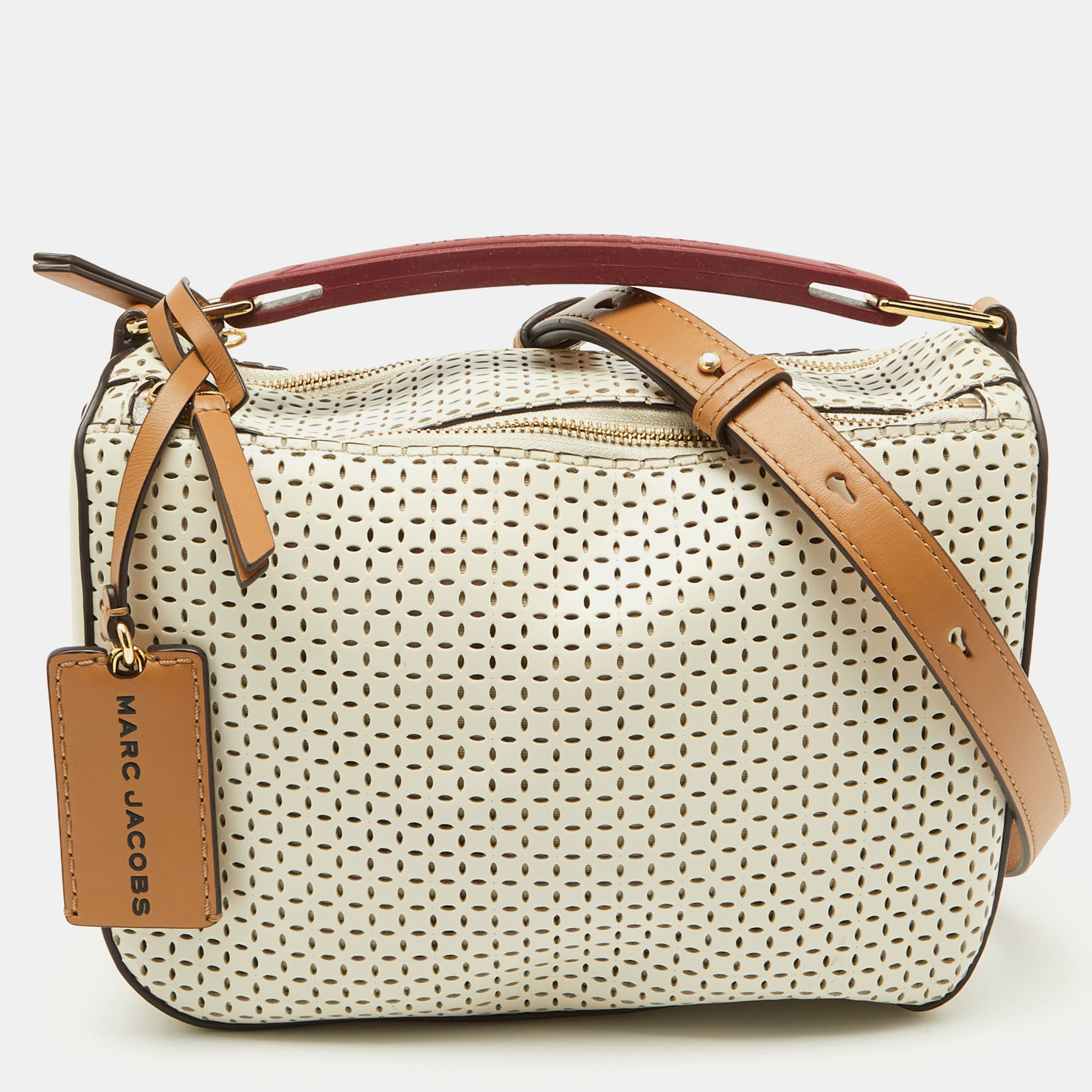 

Marc Jacobs Ivory White Perforated Leather The Soft Box 23 Shoulder Bag