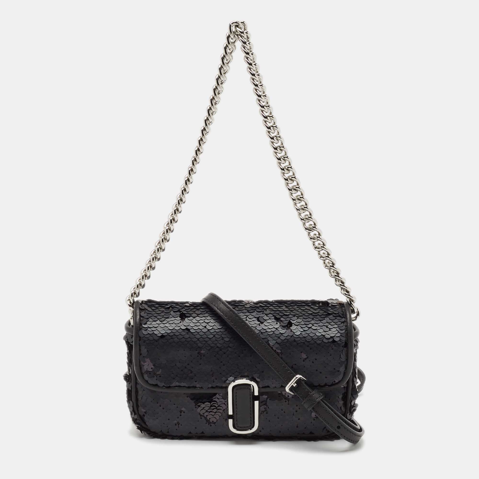 

Marc Jacobs Black Leather and Sequins J MARC Crossbody Bag