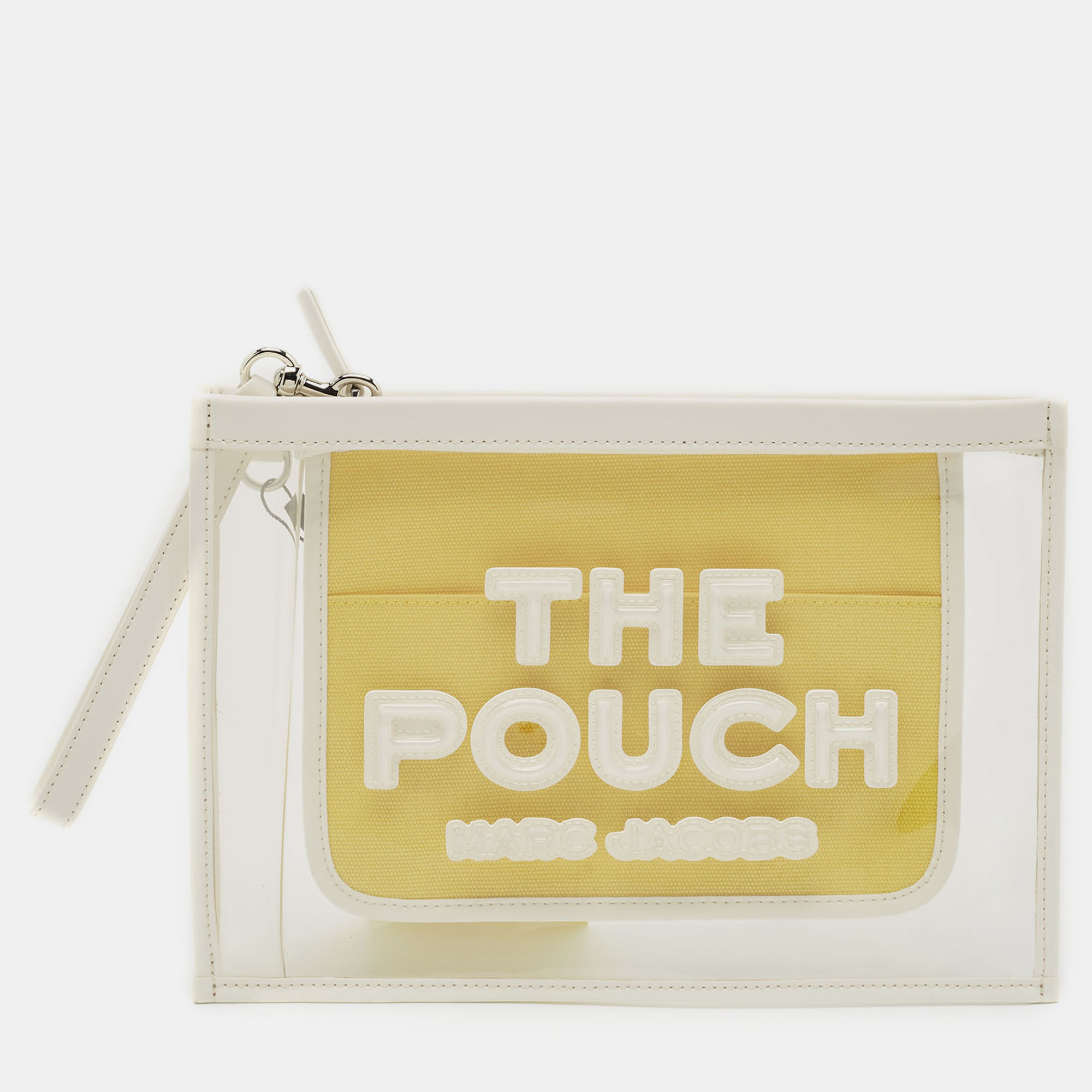 

Marc Jacobs White Leather and PVC The Pouch Wristlet Pouch