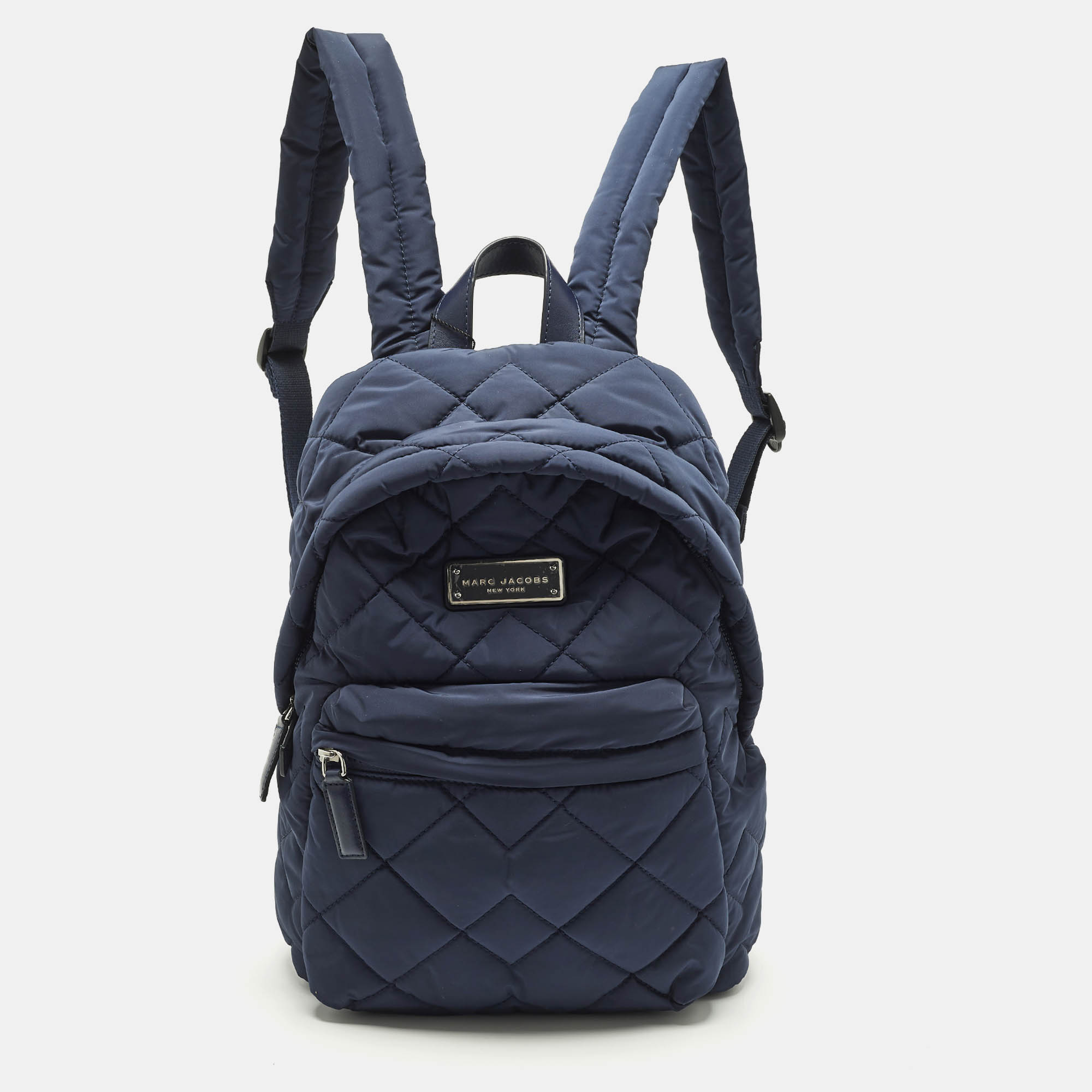 

Marc Jacobs Front Pocket Navy Blue Quilted Nylon Backpack