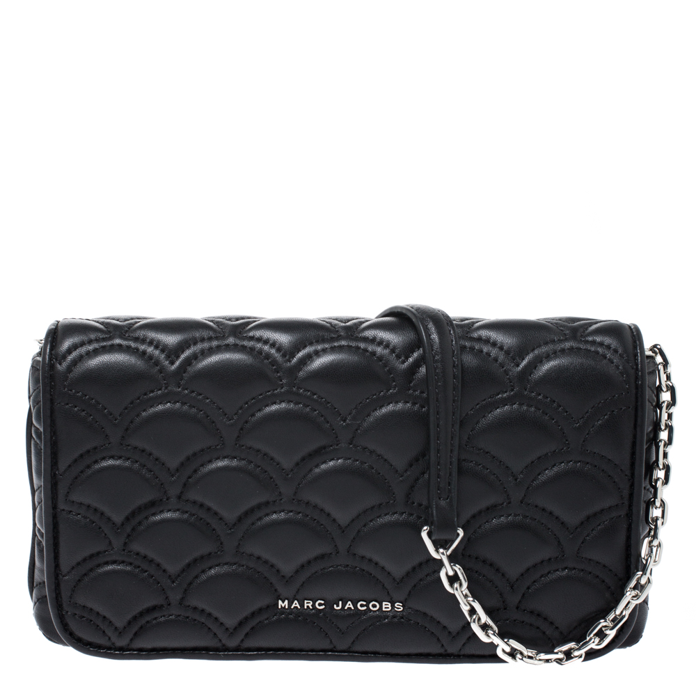 Pre Owned Marc Jacobs Black Leather Matelasse Crossbody Bag