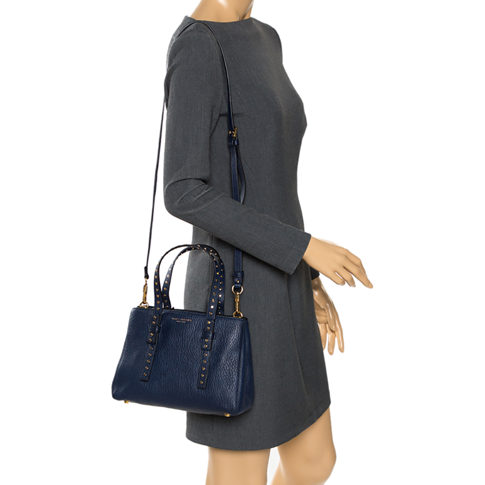 

Marc Jacobs Midnight Blue Leather Mini T Studded Tote