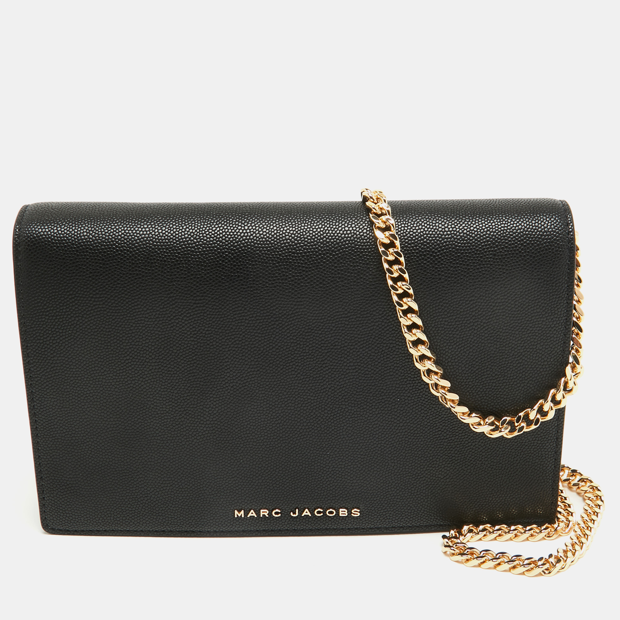 Pre Owned Marc Jacobs Black Faux Leather Chain Flap Bag