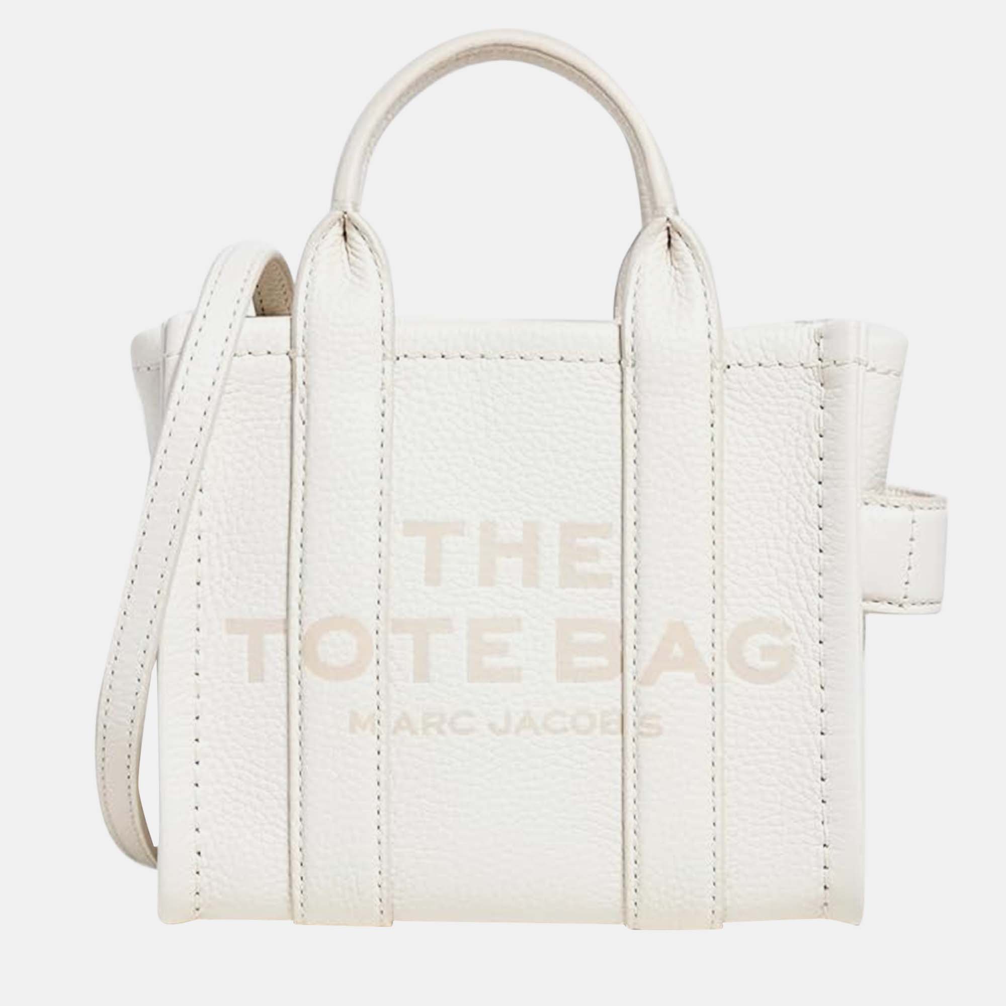 Pre-owned Marc Jacobs White Leather Women's The Mini Tote Bag