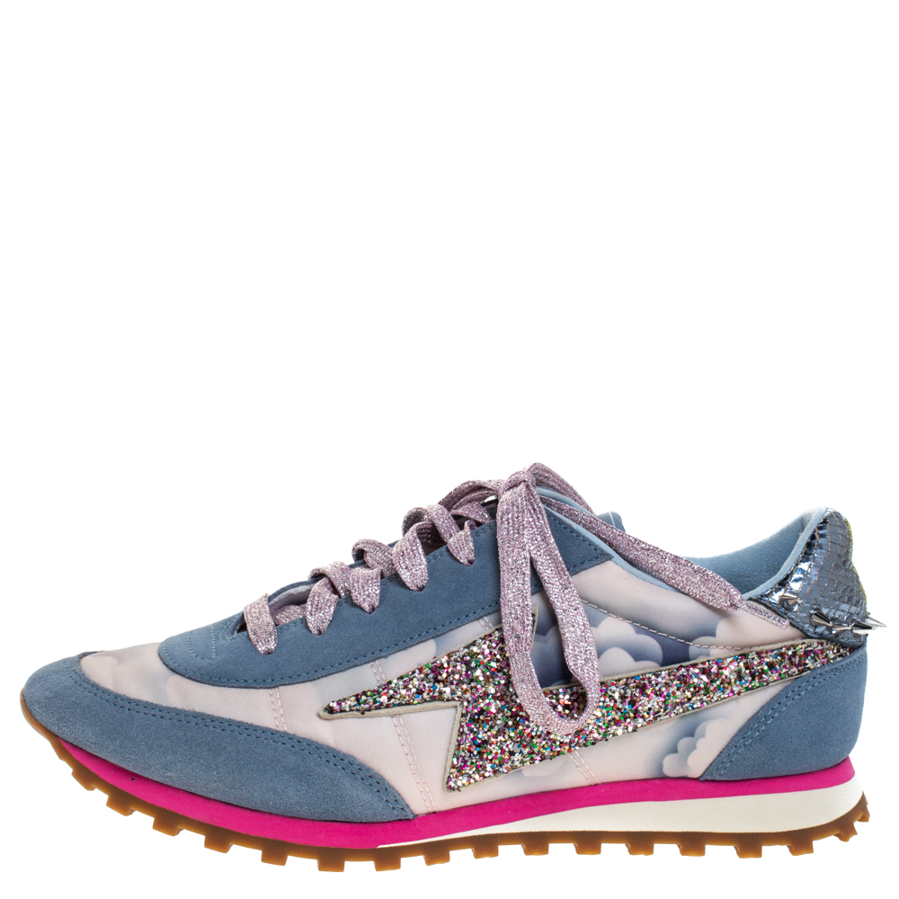 

Marc Jacobs Multicolor Suede And Fabric Astor Lightning Bolt Low Top Sneakers Size