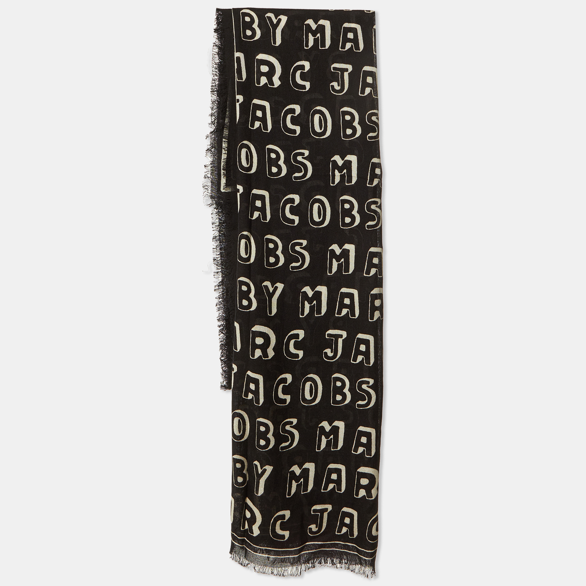 

Marc Jacobs Black/White Print Logo Silk Scarf