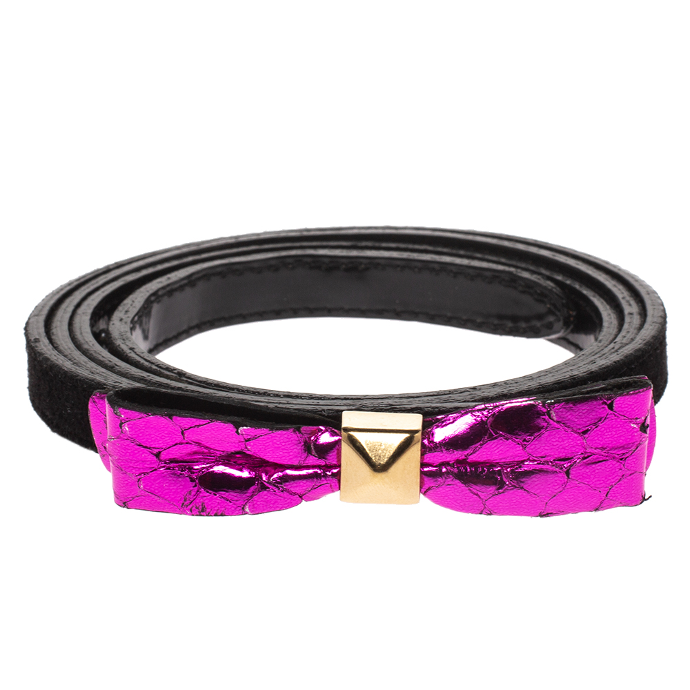 

Marc Jacobs Black/Purple Suede and Patent Leather Bow Belt