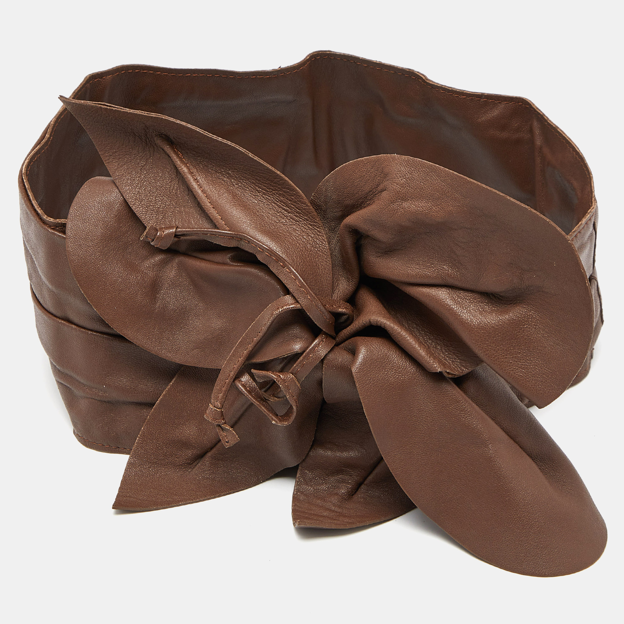 

Marc Jacobs Brown Leather Oversized Floral Detail Belt