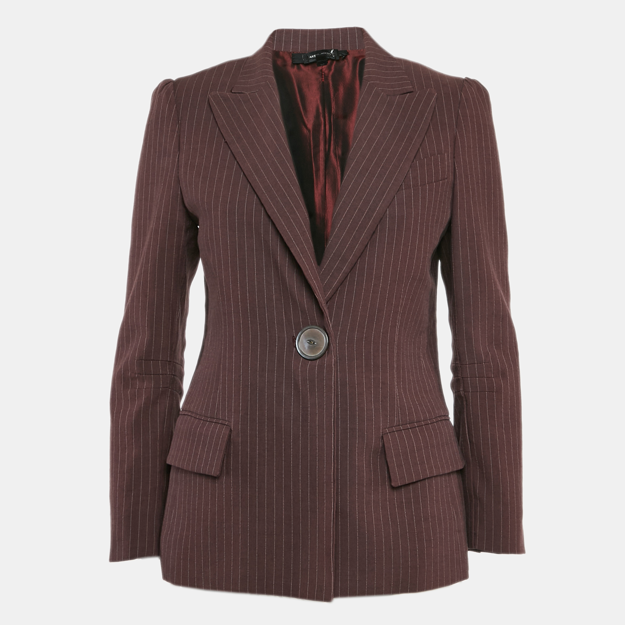 

Marc Jacobs Burgundy Stripe Cotton Blend Single Breasted Blazer M