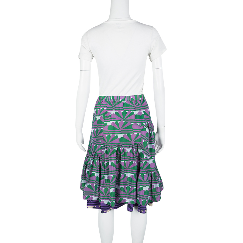 Pre-owned Marc Jacobs Multicolor Printed Ruffle Bottom Layered Skirt Xs