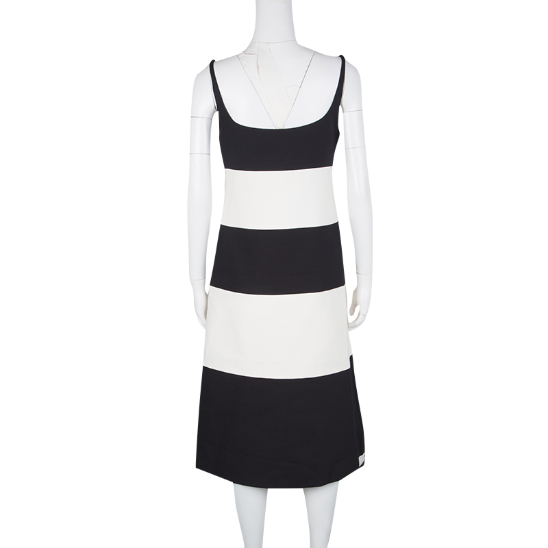 Marc Jacobs Monochrome Colorblock Cotton Mohair Blend Sleeveless Dress S In Black