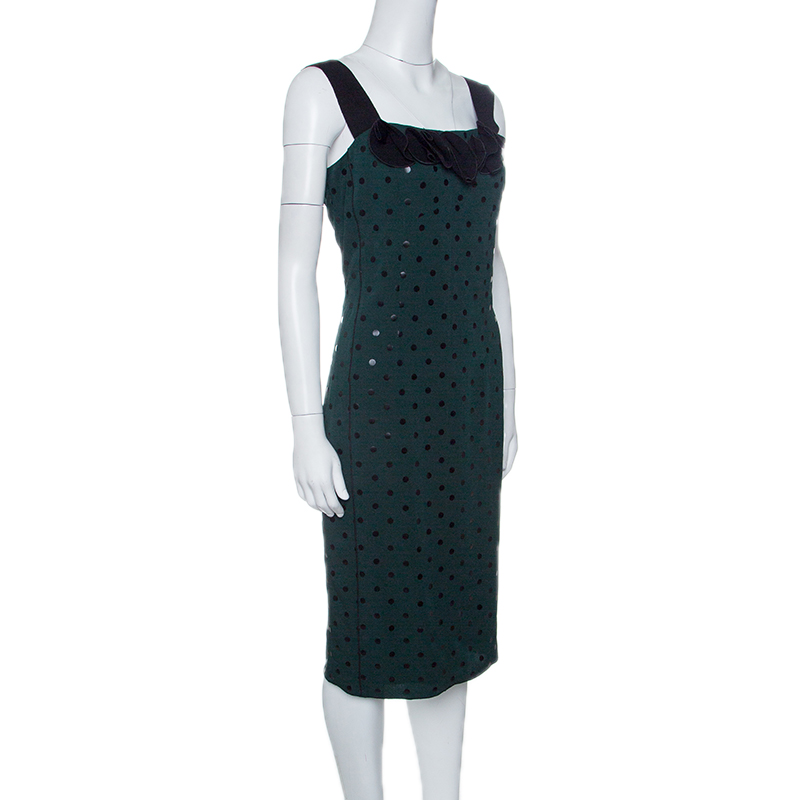 

Marc Jacobs Green and Black Polka Dotted Sleeveless Dress
