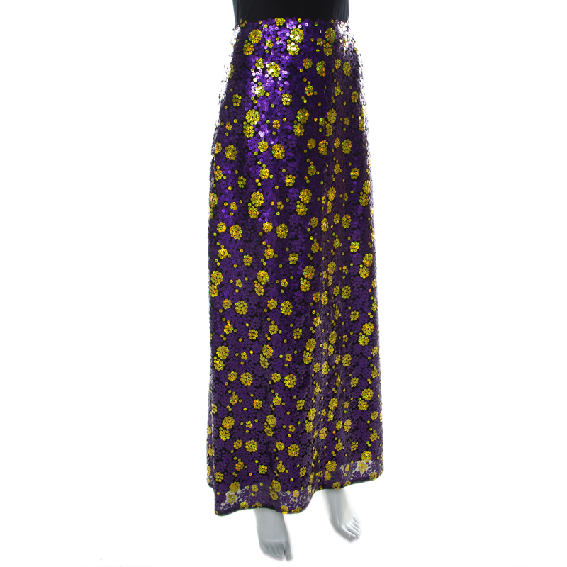 

Marc Jacobs Purple Sequin Embellished Silk Maxi Skirt