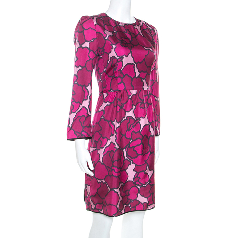 

Marc Jacob Pink Floral Printed Silk Paneled Detail Midi Dress