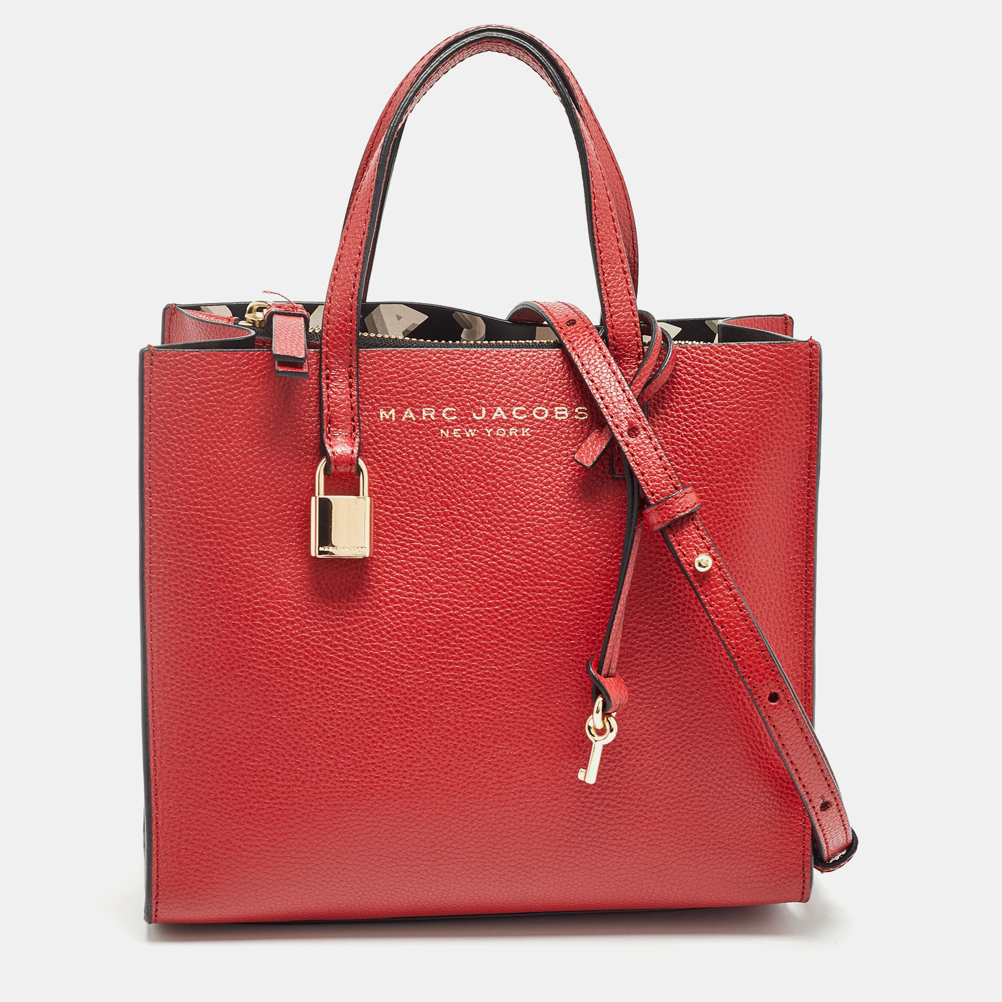 

Marc Jacobs Red Leather Mini Grind Tote