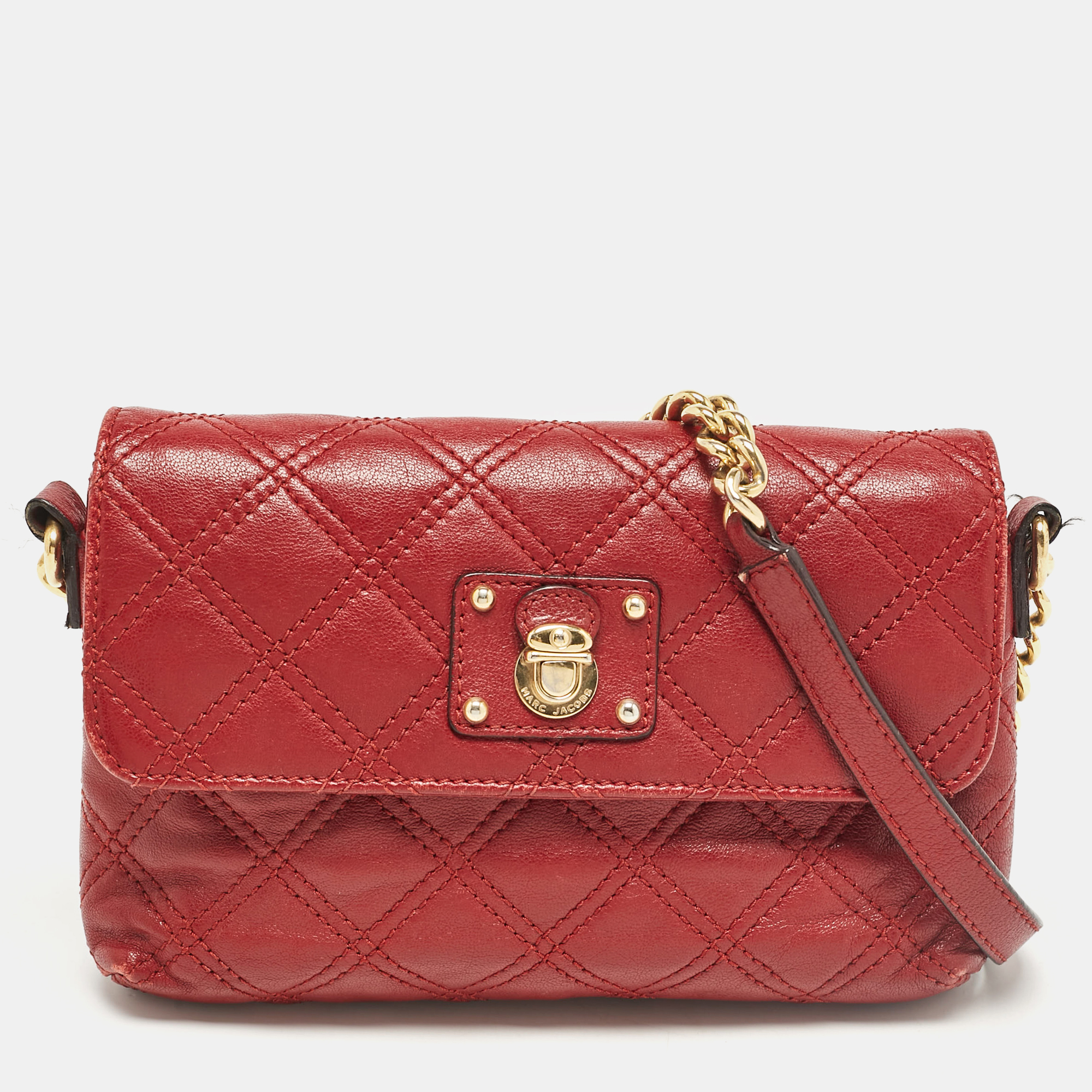 

Marc Jacobs Red Quilted Leather The Small Single Flap Bag