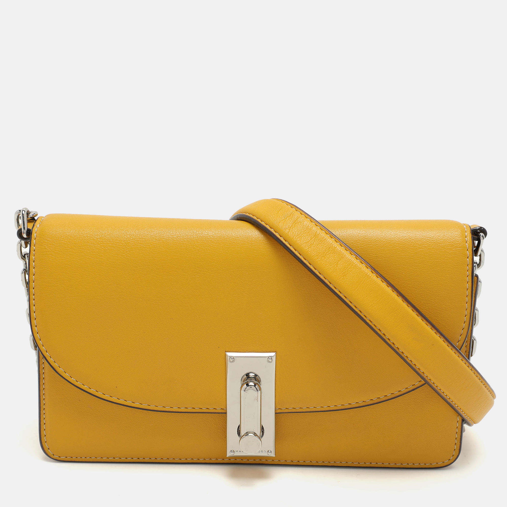 

Marc Jacobs Yellow Leather Wallet On Chain