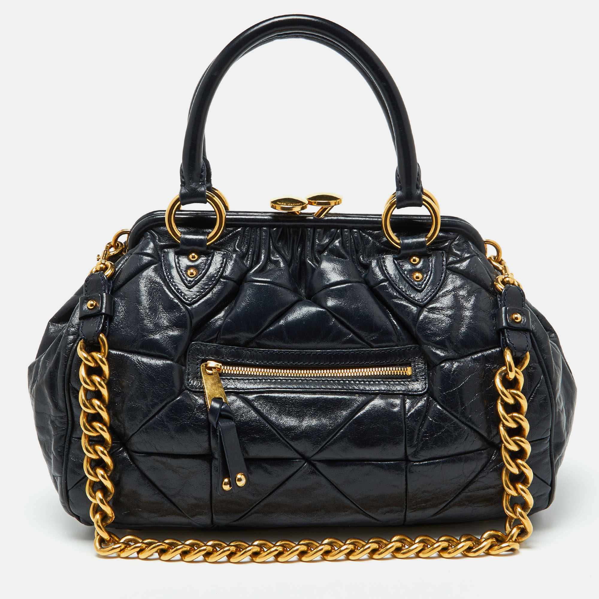 

Marc Jacobs Navy Blue Quilted Leather Stam Satchel