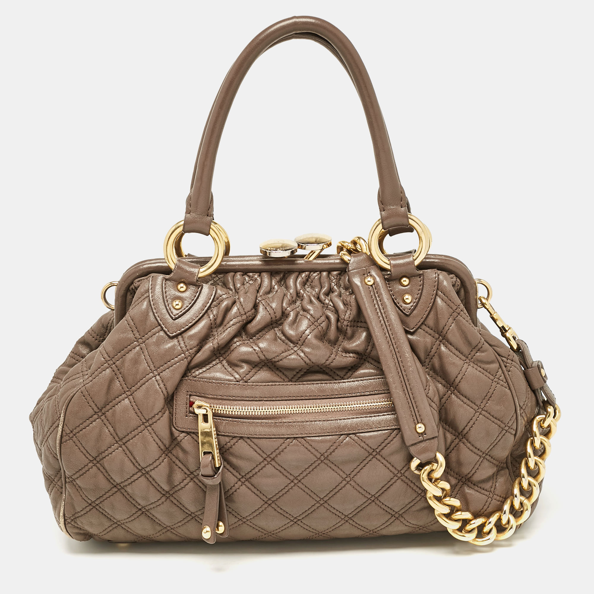 

Marc Jacobs Brown Quilted Leather Stam Satchel