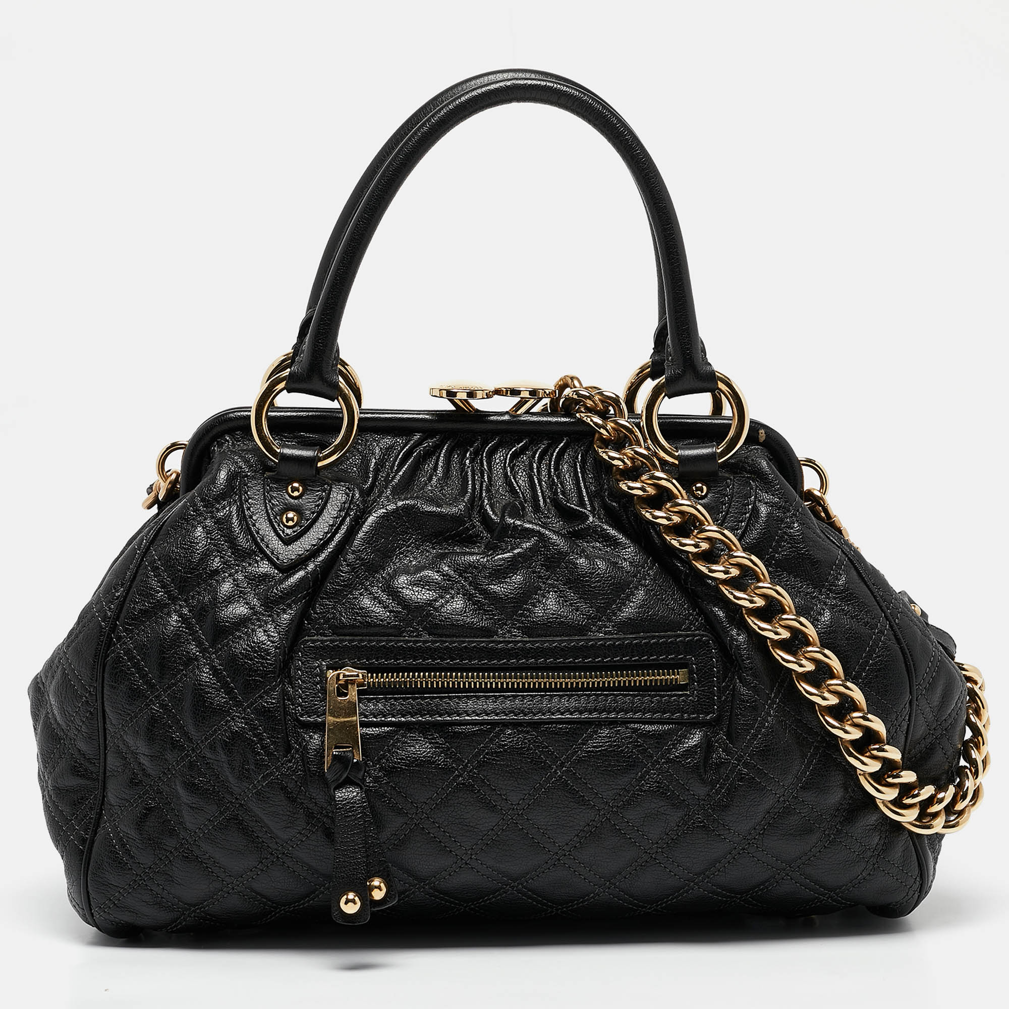 

Marc Jacobs Black Quilted Leather Stam Satchel