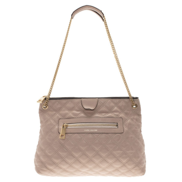 Pre Owned Marc Jacobs Nude Leather Quilted Shoulder Bag