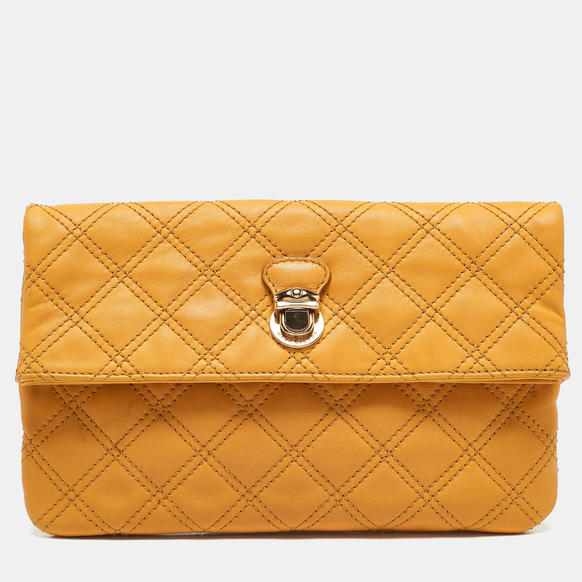 

Marc Jacobs Mustard Quilted Leather Eugenie Clutch, Orange