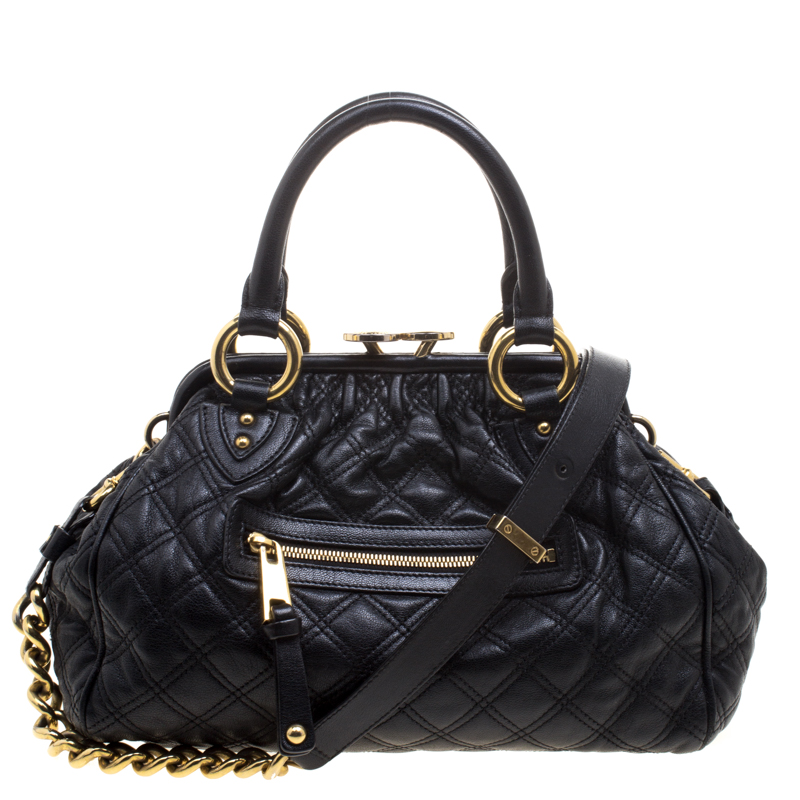 Pre Owned Marc Jacobs Black Quilted Leather Mini Stam Satchel