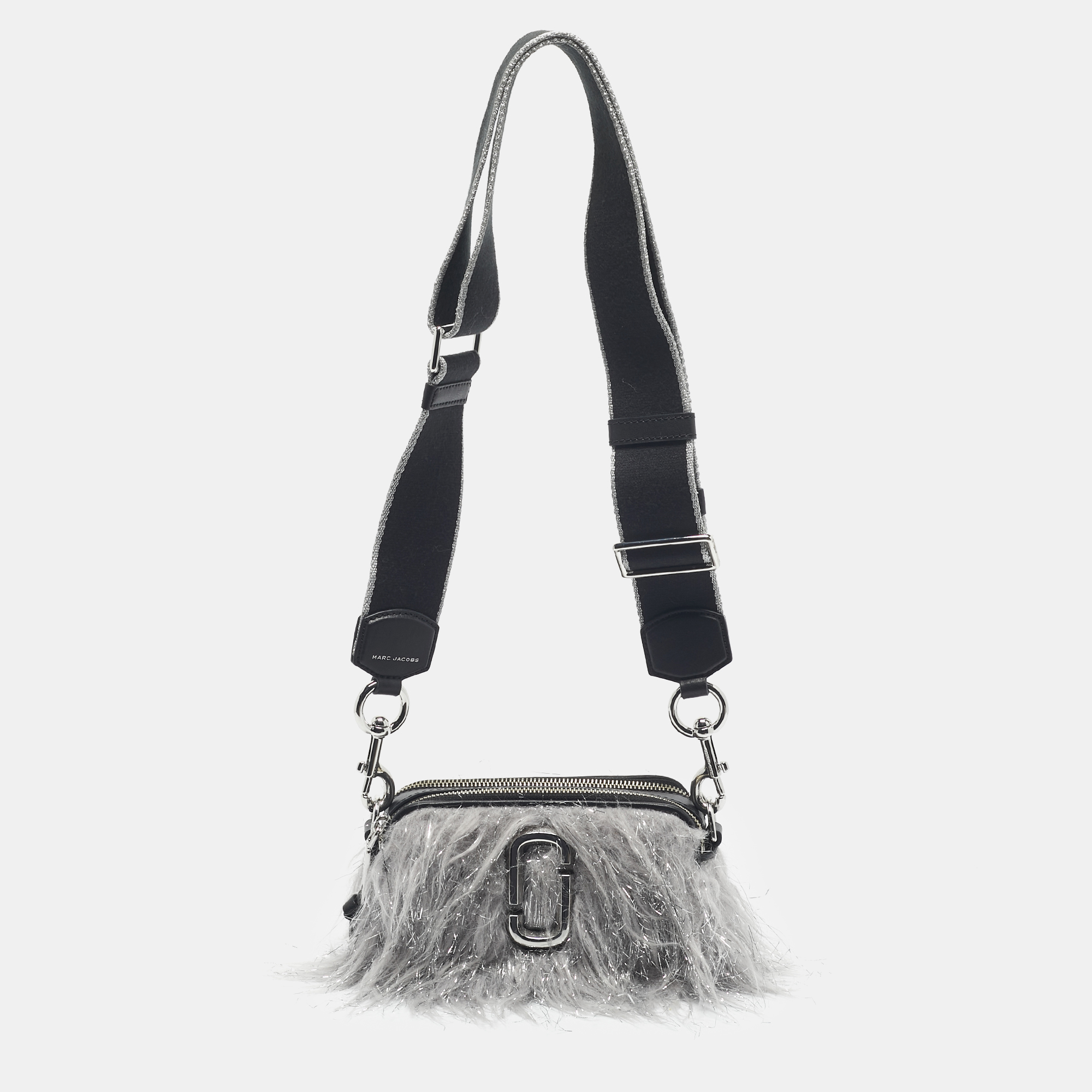 

Marc Jacobs Grey/Black Faux Fur and Leather The Creature Snapshot Crossbody Bag