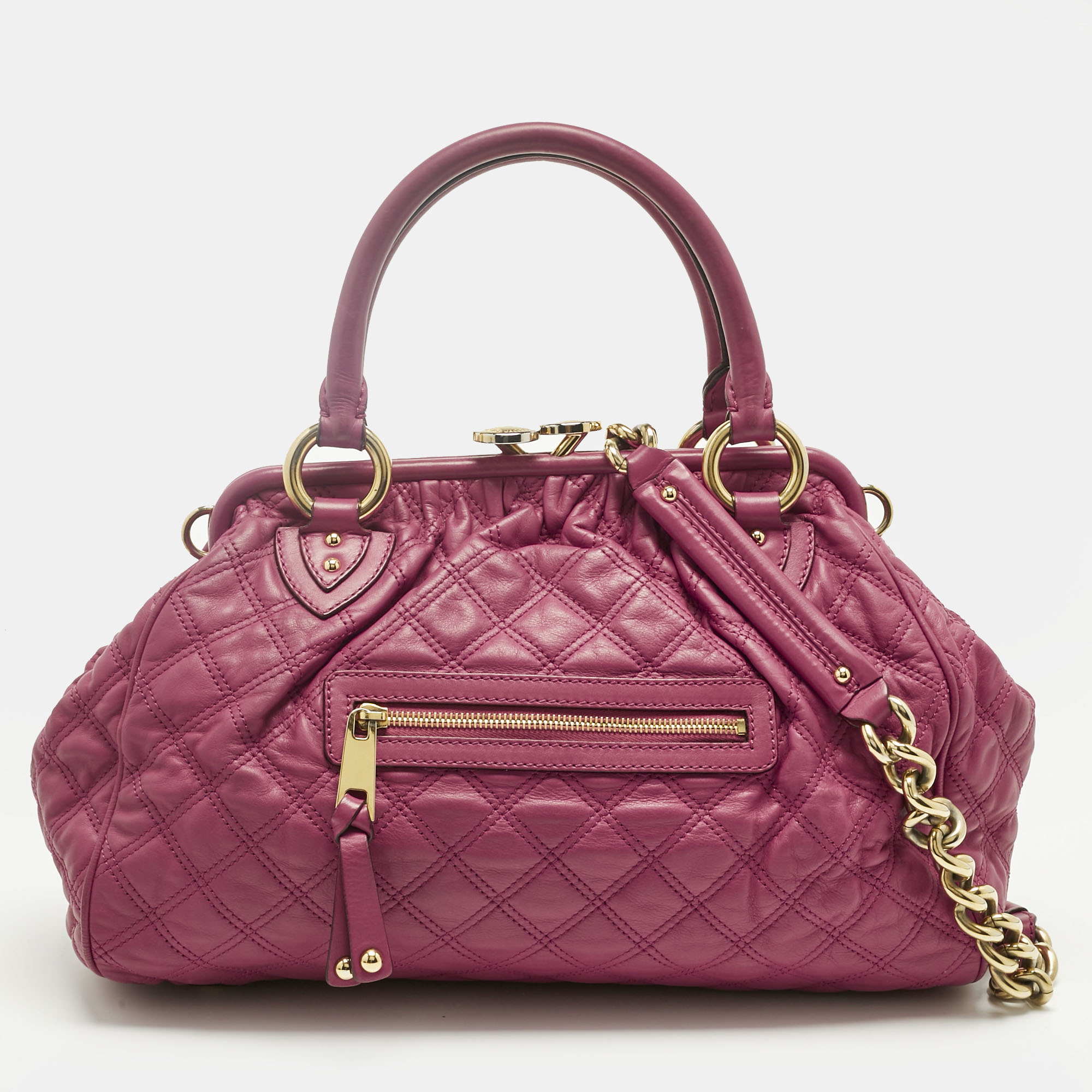 

Marc Jacobs Magenta Quilted Leather Stam Satchel, Pink