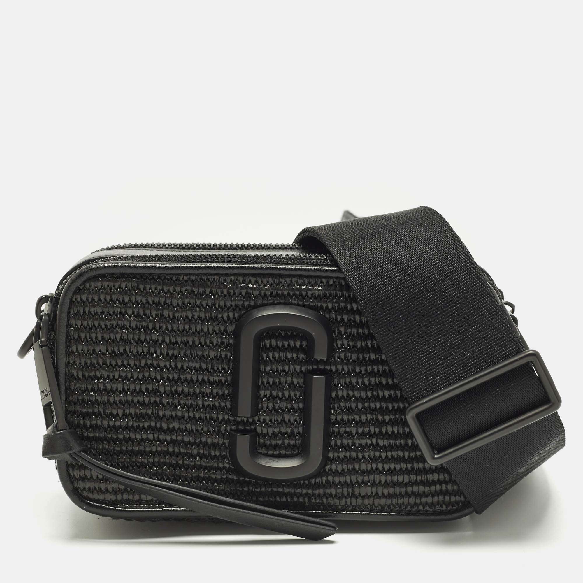 

Marc Jacobs Snapshot Camera Raffia and Leather Crossbody Bag, Black