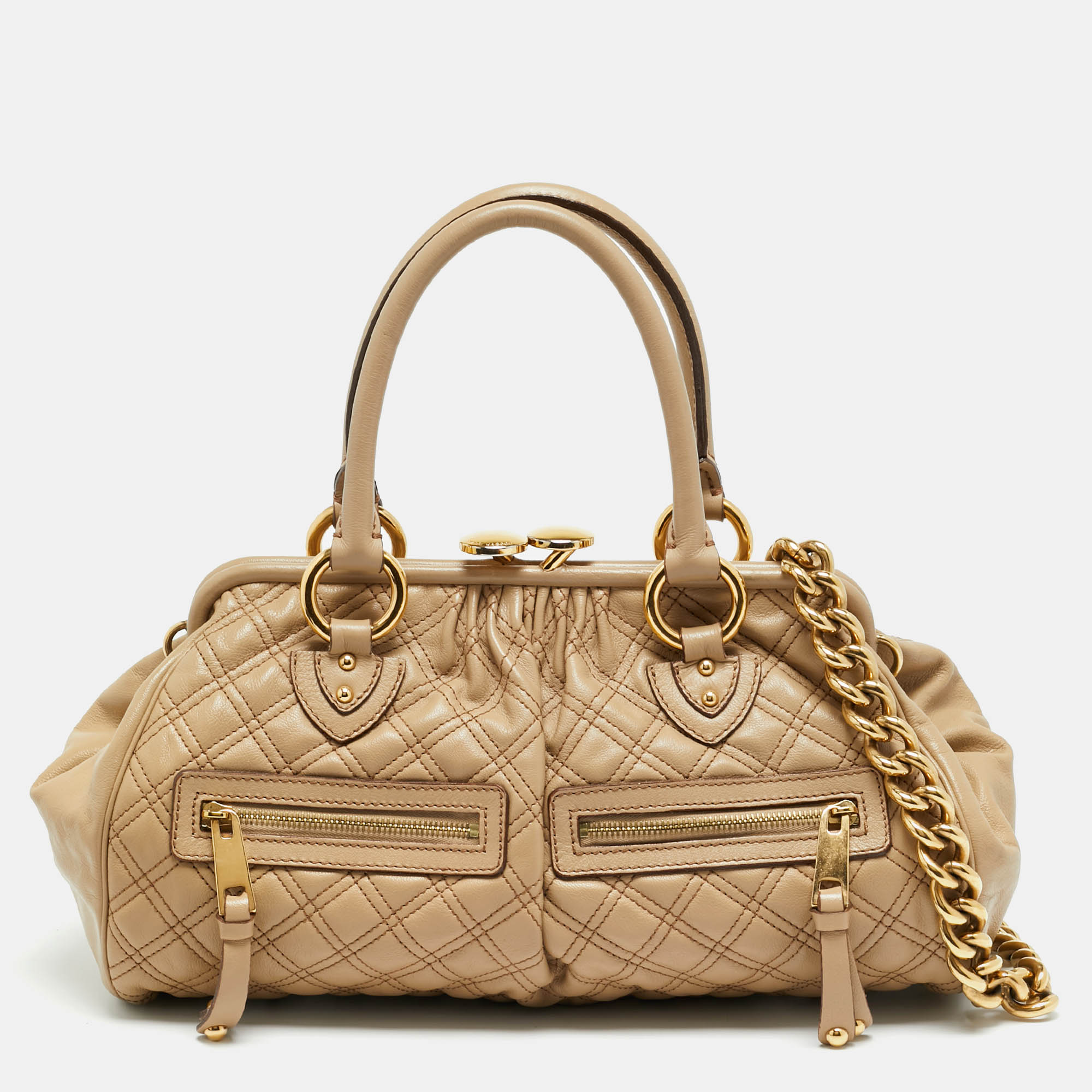 

Marc Jacobs East West Stam Beige Quilted Leather Satchel