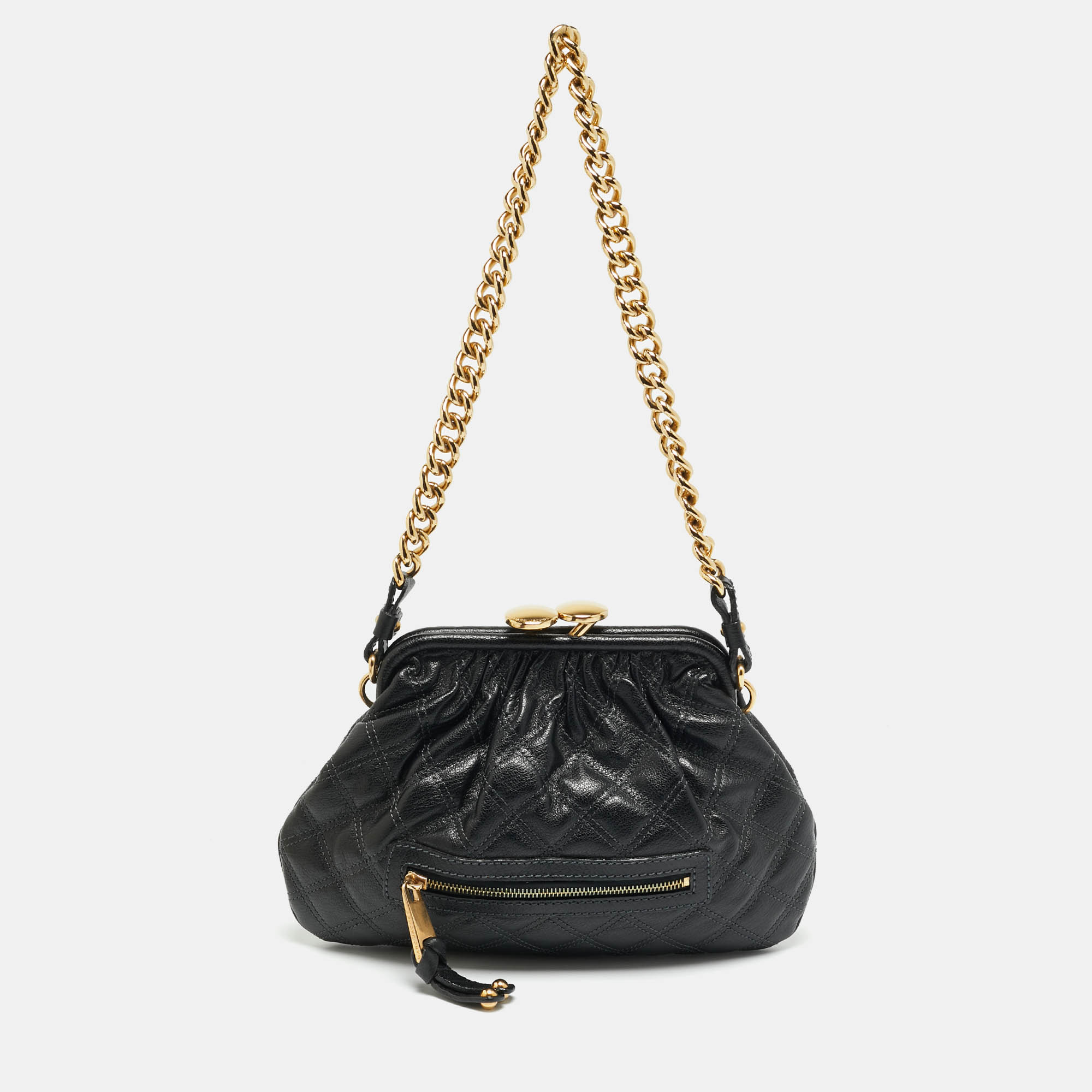 Pre-owned Marc Jacobs Little Stam Black Quilted Leather Shoulder Bag