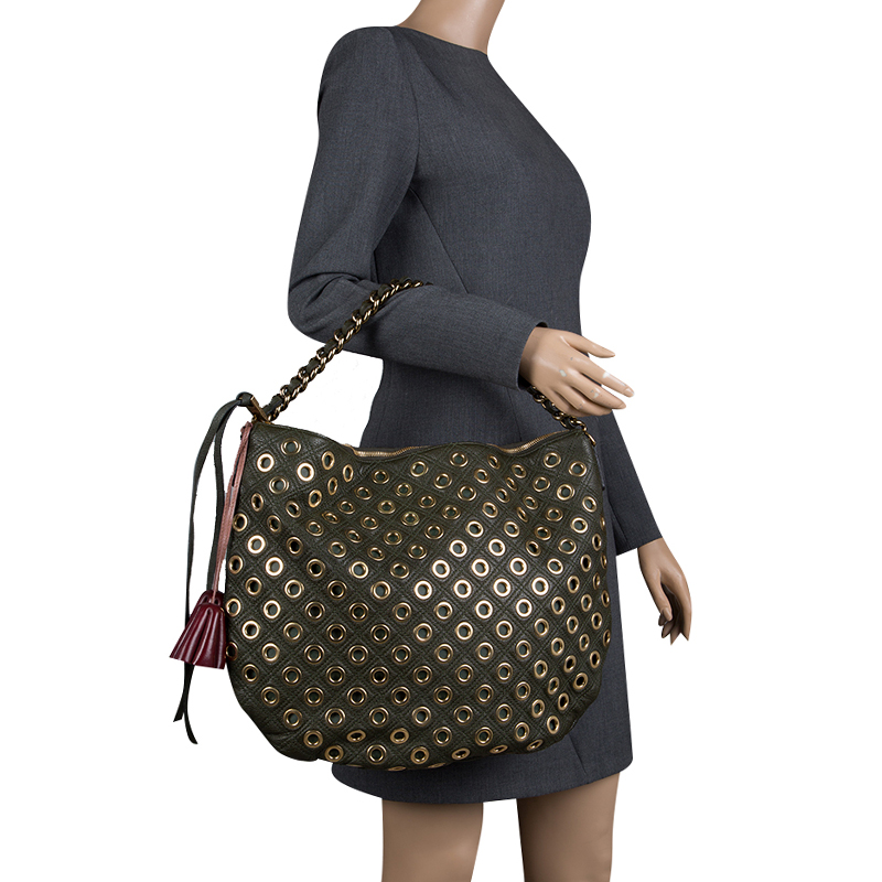 

Marc Jacobs Green Leather Eyelet Nomad Shoulder Bag