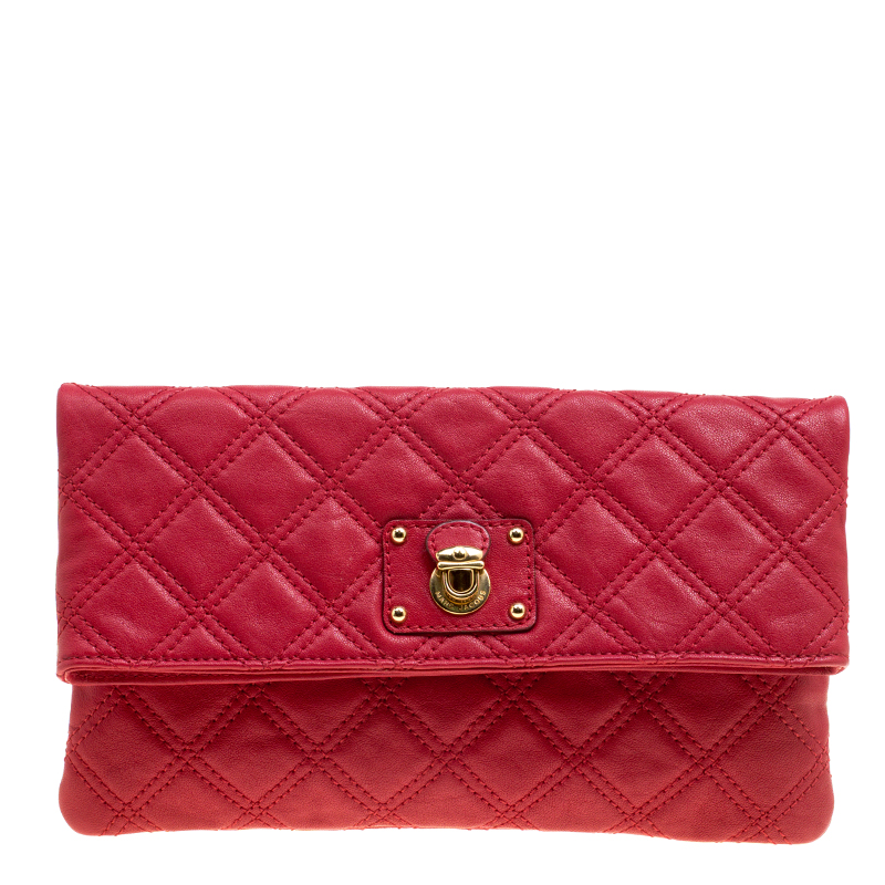 Pre Owned Marc Jacobs Red Quilted Leather Eugenie Clutch