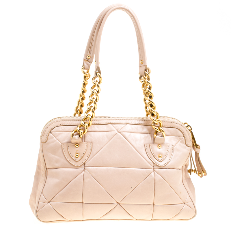 Pre-owned Marc Jacobs Blush Pink Quilted Glazed Leather Chain Satchel