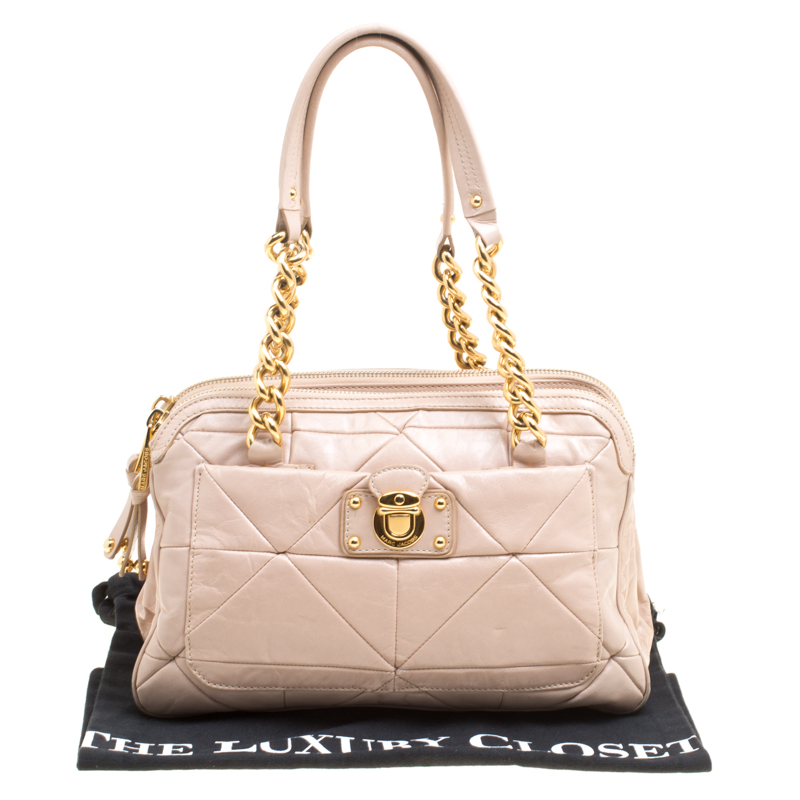 Pre-owned Marc Jacobs Blush Pink Quilted Glazed Leather Chain Satchel