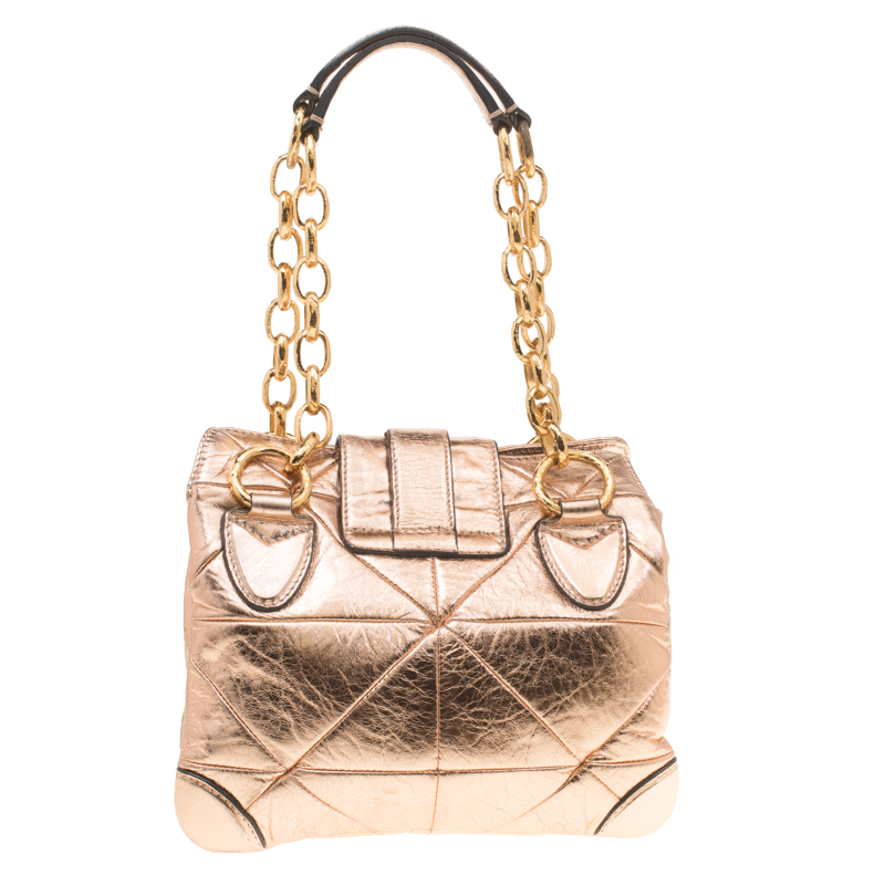 Marc Jacobs Rose Gold Quilted Leather Shoulder Bag
