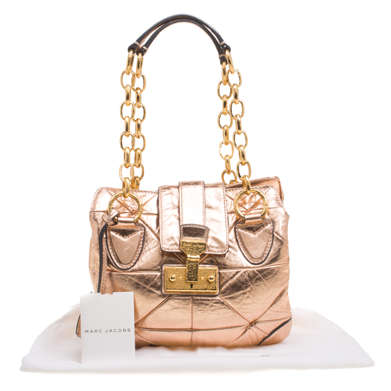 Marc Jacobs Rose Gold Quilted Leather Shoulder Bag
