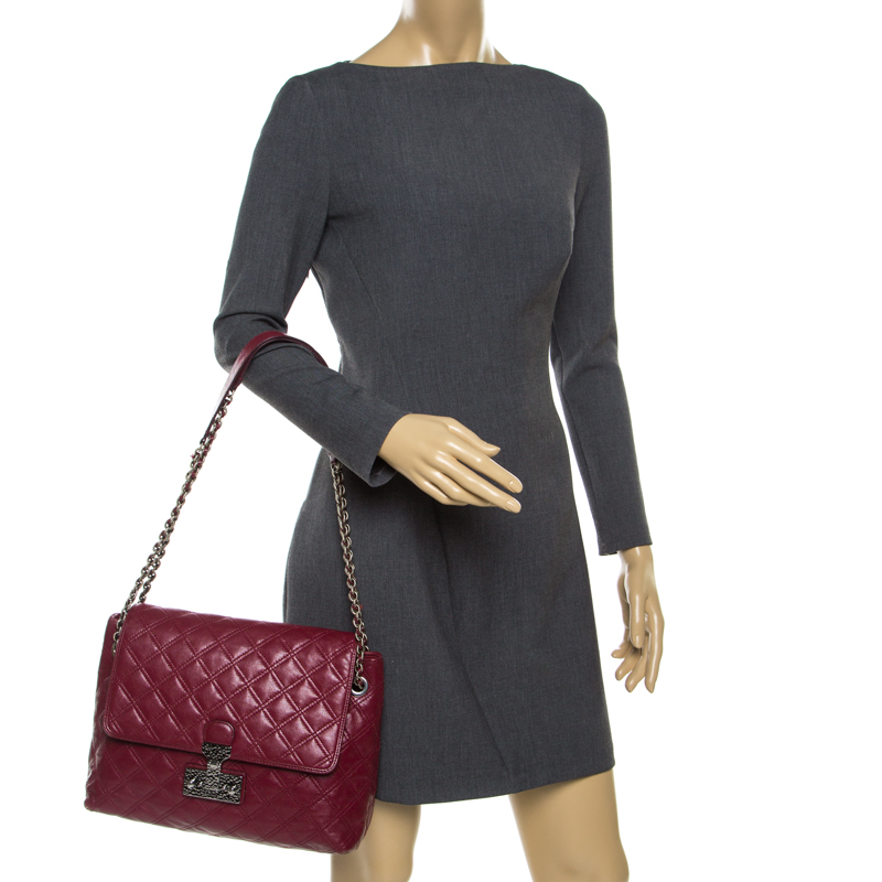 

Marc Jacobs Maroon Quilted Leather Baroque Shoulder Bag, Red
