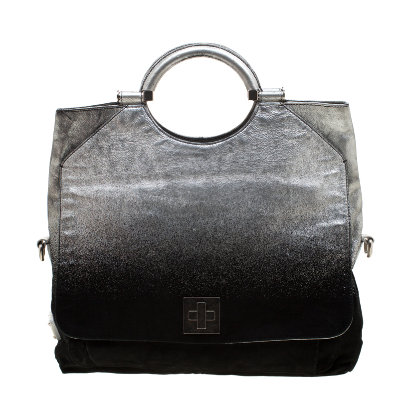 Marc Jacobs Black/Silver Ombre Leather Top Handle Bag