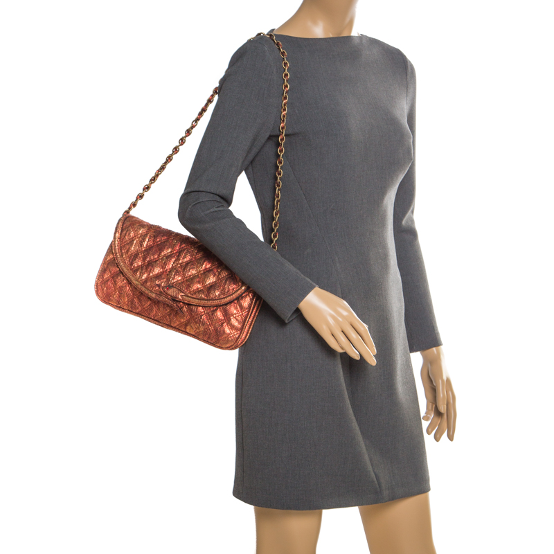 

Marc Jacobs Red/Gold Snakeskin Flap Shoulder Bag