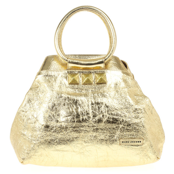 Pre Owned Marc Jacobs Metallic Gold Crackled Leather Tote