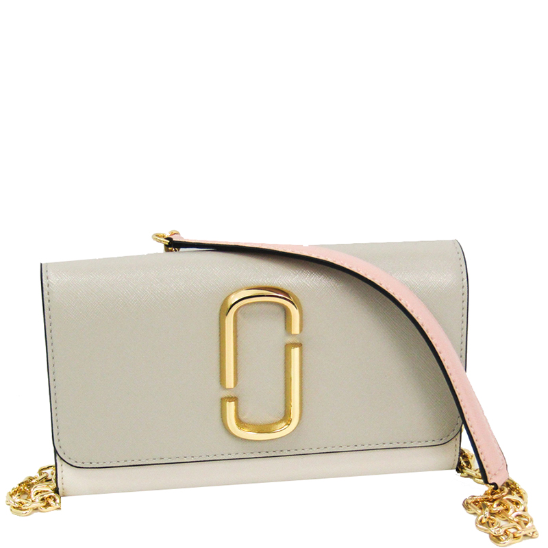 Pre Owned Marc Jacobs Gray/Ivory Leather Snapshot Crossbody Bag