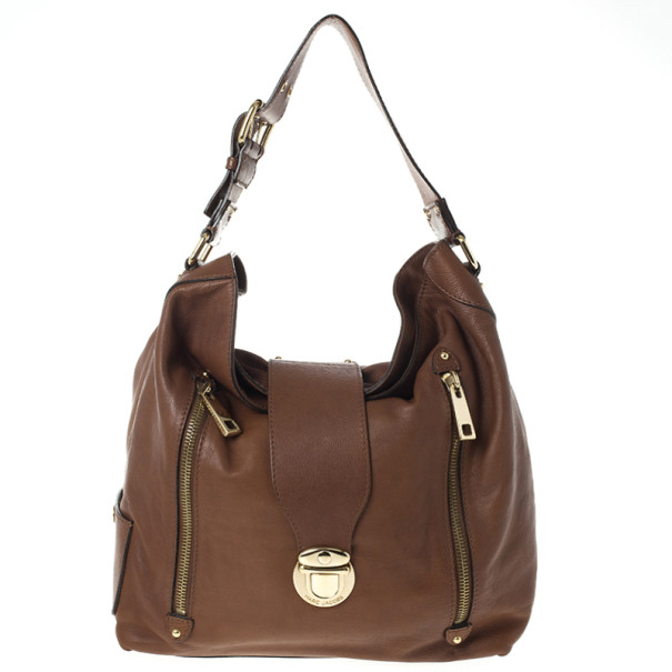 Marc Jacobs Brown Leather Amy With Zippers Hobo