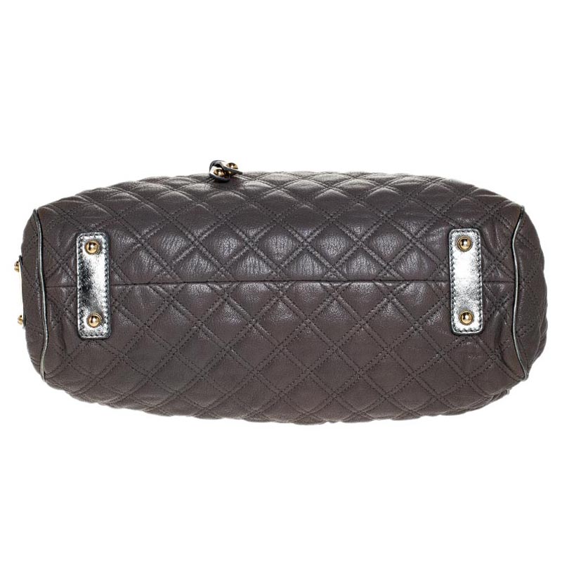 Pre-owned Marc Jacobs Grey/silver Quilted Leather Stam Shoulder Bag
